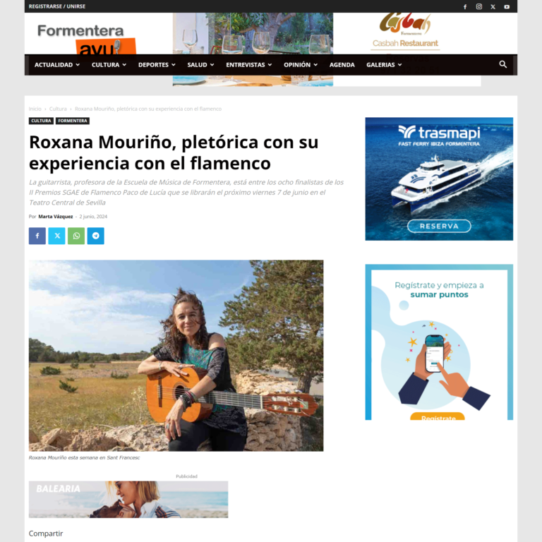 article on Roxana Mouriño on Formentera AVUI website