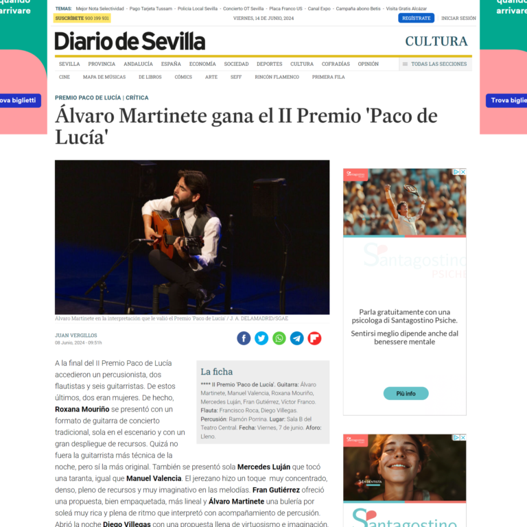 DIario de Sevilla article on Sgae Awards gala